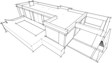 Ev kavramı kroki 3d çizim