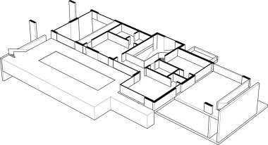 Ev kavramı kroki 3d çizim