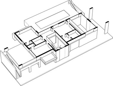 Ev kavramı kroki 3d çizim