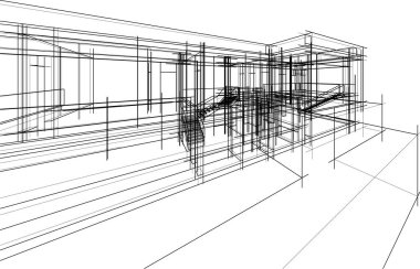 Ev kavramı kroki 3d çizim