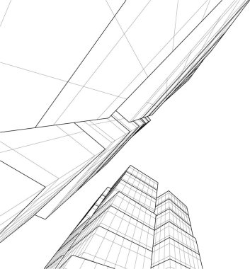soyut mimari duvar kağıdı gökdelenler tasarım, dijital konsept arkaplan