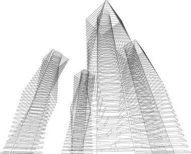 soyut mimari duvar kağıdı gökdelenler tasarım, dijital konsept arkaplan