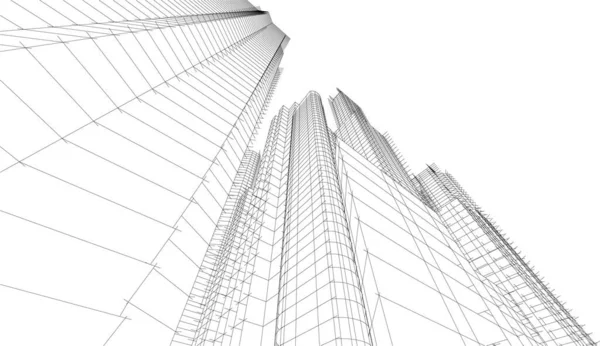 Astratto Disegno Architettonico Grattacieli Carta Parati Sfondo Concetto Digitale — Vettoriale Stock