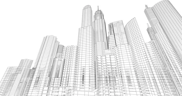 Diseño Abstracto Rascacielos Papel Pintado Arquitectónico Fondo Concepto Digital — Archivo Imágenes Vectoriales