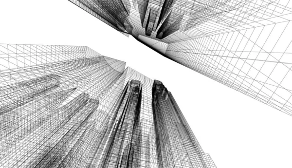 Abstrakt Arkitektoniska Tapet Skyskrapor Design Digitalt Koncept Bakgrund — Stock vektor