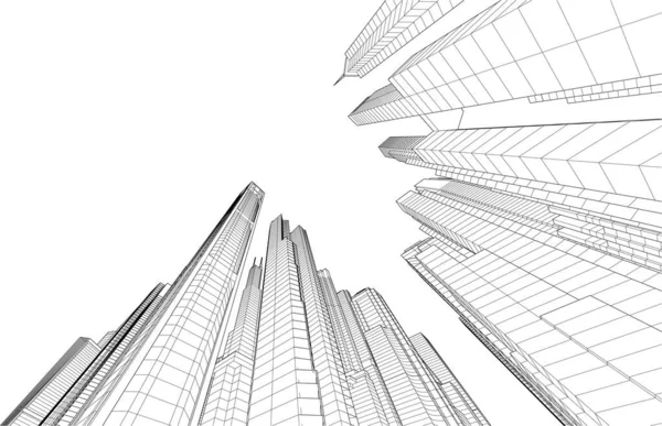 Abstrakt Arkitektoniska Tapet Skyskrapor Design Digitalt Koncept Bakgrund — Stock vektor