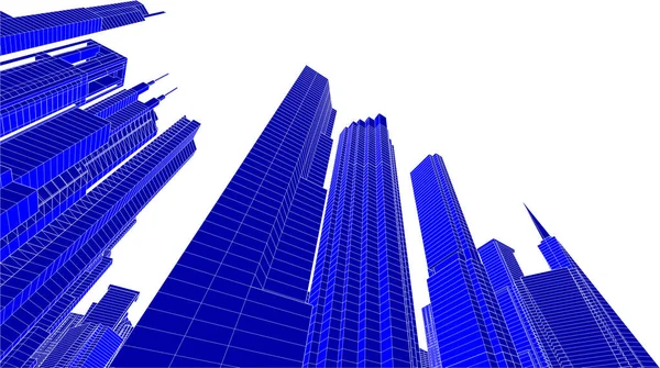 Abstract Architectonisch Behang Wolkenkrabbers Ontwerp Digitaal Concept Achtergrond — Stockvector