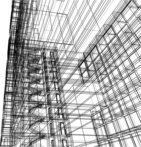 Abstraktní Architektonické Tapety Mrakodrapy Design Digitální Koncept Pozadí — Stockový vektor