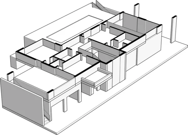 Conception Maison Croquis Illustration — Image vectorielle