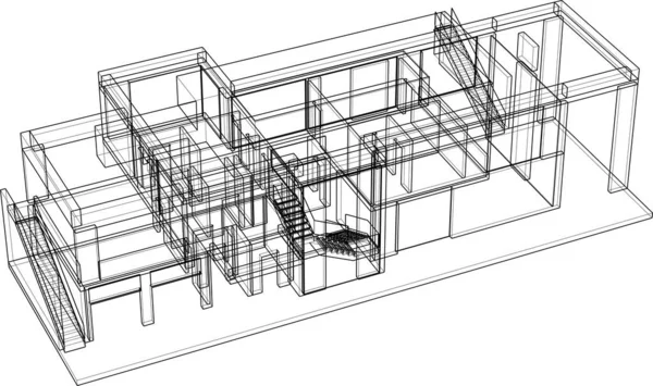 房子概念剪影3D — 图库矢量图片