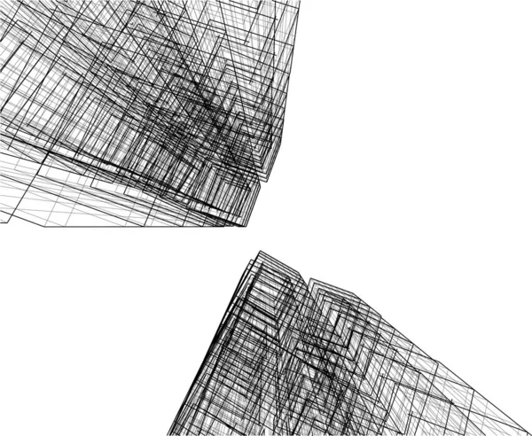 Αφηρημένη Αρχιτεκτονική Ταπετσαρία Ουρανοξύστες Σχεδιασμό Ψηφιακή Έννοια Φόντο — Διανυσματικό Αρχείο