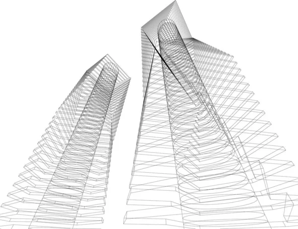 Desain Bangunan Dindektural Pencakar Langit Latar Belakang Konsep Digital - Stok Vektor