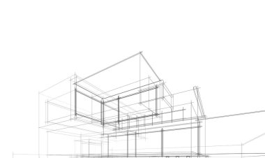 Ev kavramı kroki 3d çizim