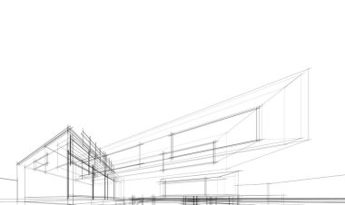 Ev kavramı kroki 3d çizim