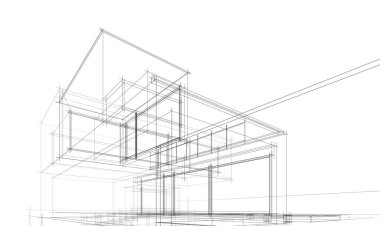 Ev kavramı kroki 3d çizim