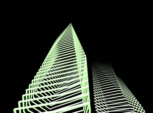 Abstrakt Utforming Arkitektoniske Skyskrapere Tapeter Digital Konseptbakgrunn – stockfoto