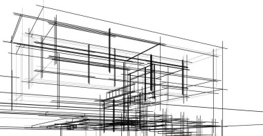 Ev kavramı kroki 3d çizim