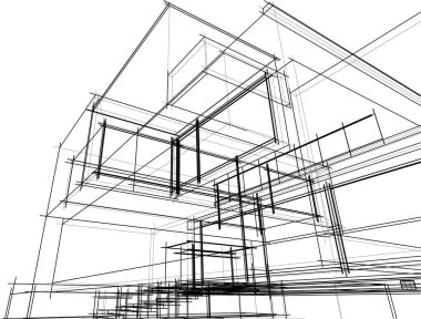 Ev kavramı kroki 3d çizim