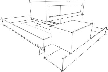 Ev kavramı kroki 3d çizim