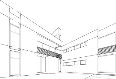 Ev kavramı kroki 3d çizim