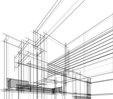 Ev kavramı kroki 3d çizim