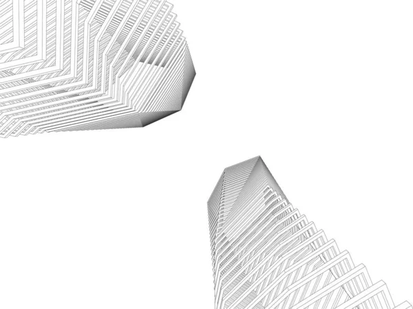 Abstrakt Arkitektonisk Tapet Skyskrabere Design Digital Koncept Baggrund – Stock-vektor