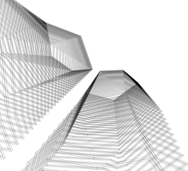 Elvont Építészeti Tapéta Felhőkarcolók Design Digitális Koncepció Háttér — Stock Vector