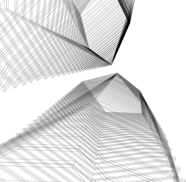 建筑墙纸摩天大楼设计 数字概念背景 — 图库矢量图片