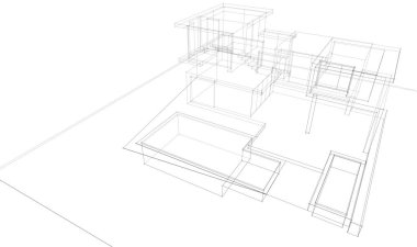 Ev kavramı kroki 3d çizim
