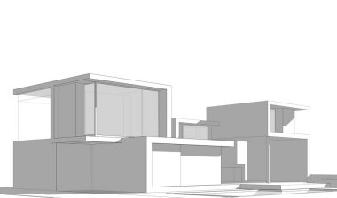 Ev kavramı kroki 3d çizim