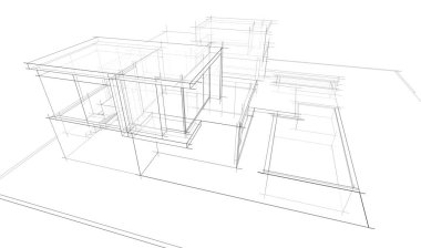 Ev kavramı kroki 3d çizim