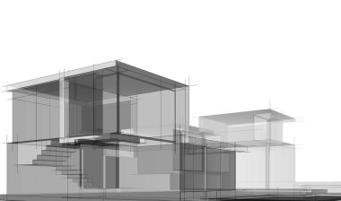 Ev kavramı kroki 3d çizim