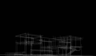 Ev kavramı kroki 3d çizim
