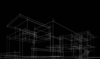 Ev kavramı kroki 3d çizim