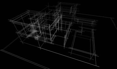 Ev kavramı kroki 3d çizim