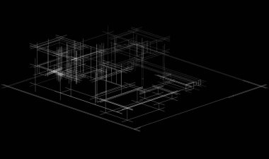 Ev kavramı kroki 3d çizim