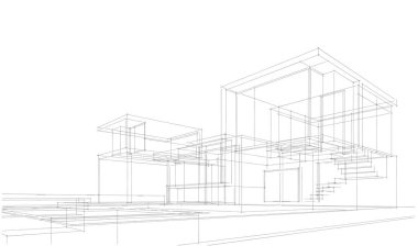 Ev kavramı kroki 3d çizim