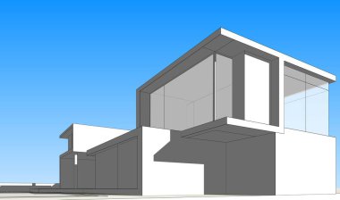 Ev kavramı kroki 3d çizim