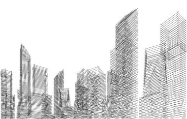 soyut mimari duvar kağıdı gökdelenler tasarım, dijital konsept arkaplan