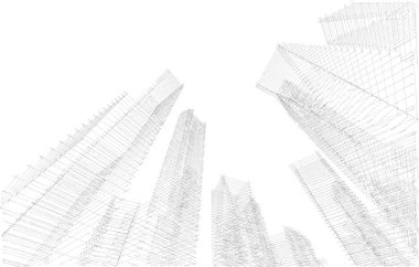 soyut mimari duvar kağıdı gökdelenler tasarım, dijital konsept arkaplan