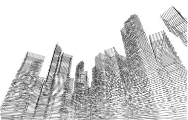 soyut mimari duvar kağıdı gökdelenler tasarım, dijital konsept arkaplan