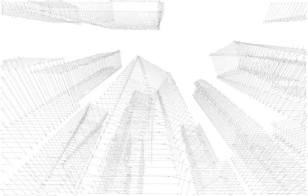 Abstraktní Architektonické Tapety Mrakodrapy Design Digitální Koncept Pozadí — Stock fotografie