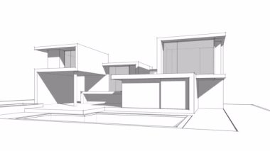 Ev, villa konsepti çizimi 3D animasyon