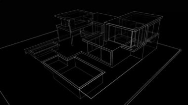 Ev, villa konsepti çizimi 3D animasyon
