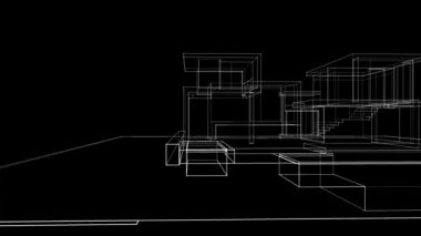 Ev, villa konsepti çizimi 3D animasyon