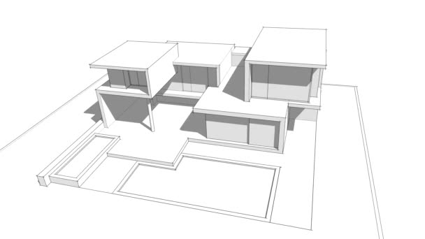 Casa Villa Concept Sketch Animazione — Video Stock