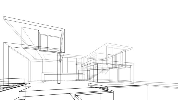House Villa Concept Sketch Animation — Stock Video