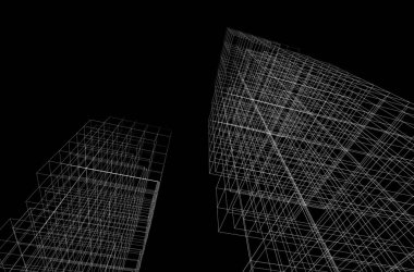 soyut mimari duvar kağıdı gökdelenler tasarım, dijital konsept arkaplan