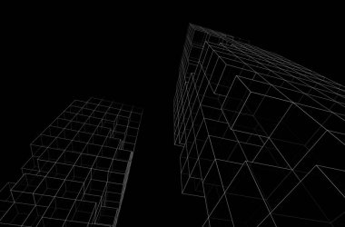 soyut mimari duvar kağıdı gökdelenler tasarım, dijital konsept arkaplan