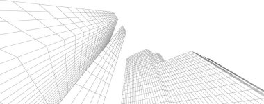 soyut mimari duvar kağıdı gökdelenler tasarım, dijital konsept arkaplan